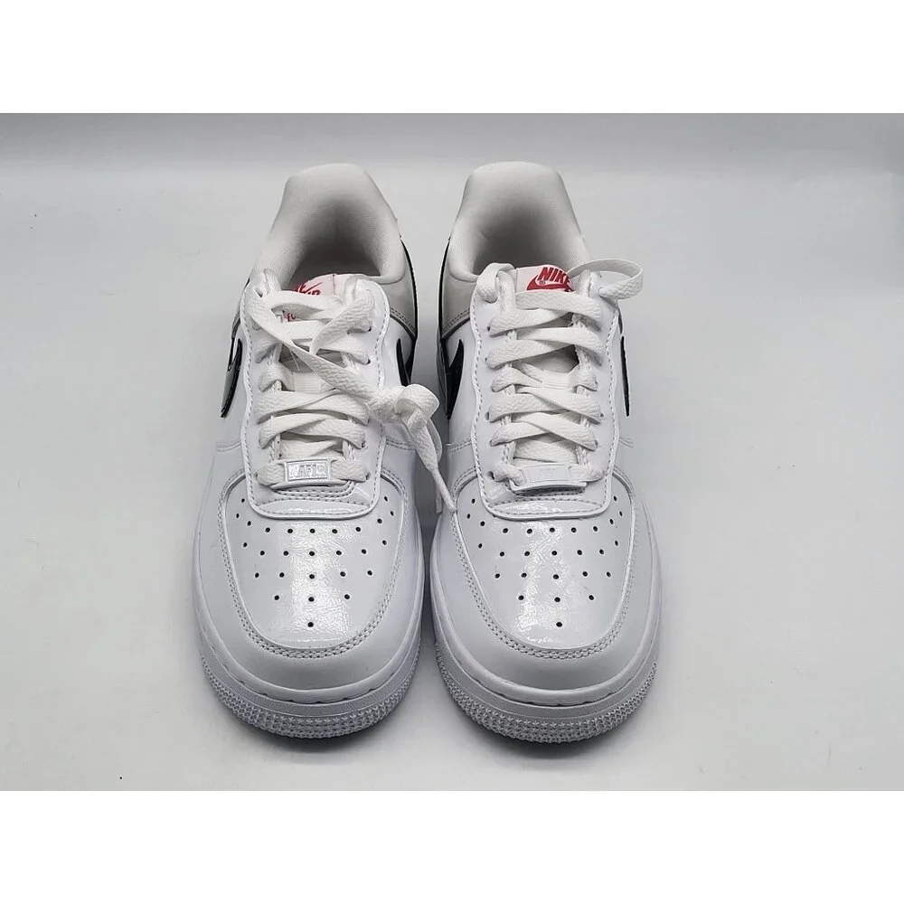 Nike Air Force‎ 1 07 LV8 Womens 6 White Black Patent Sneakers DQ7570-001